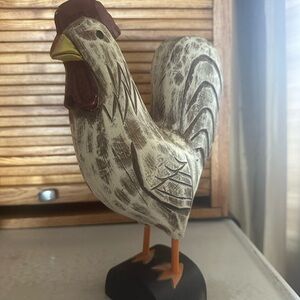 Rustic Cream Rooster Sculpture